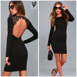 Lulu's Black Long Sleeve Open Back Bodycon Dress